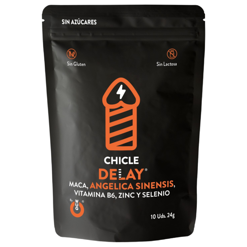 WUG DELAY Chicle funcional con Zinc, Selenio y Vitamina B6 para mayor control y resistencia en los momentos íntimos