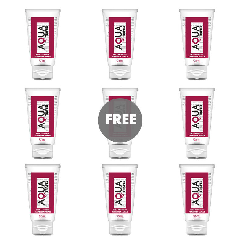 AQUA TRAVEL - LUBRICANTE BASE AGUA SABOR FRAMBUESA SALVAJE - 50 ML 8+1 GRATIS