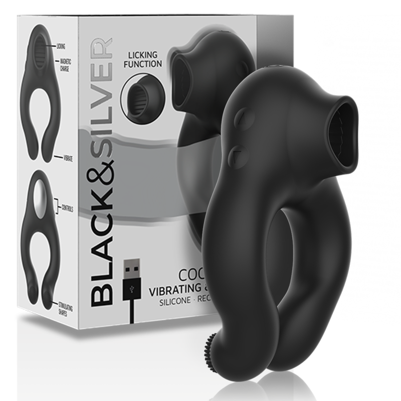 BLACKSILVER - ANILLO VIBRADOR SILICONA 3 MOTORES RECARGABLE NEGRO