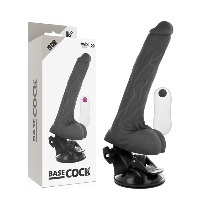 BASECOCK REALISTIC VIBRADOR CONTROL REMOTO NEGRO 19 CM