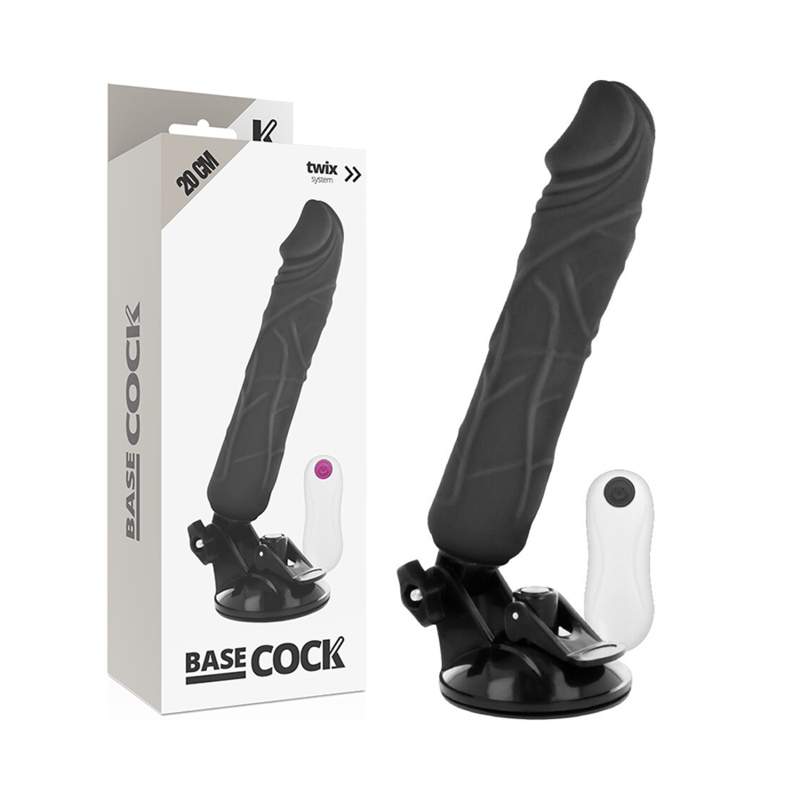 BASECOCK REALISTIC VIBRADOR CONTROL REMOTO NEGRO 20CM