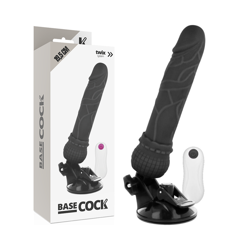 BASECOCK REALISTIC VIBRADOR CONTROL REMOTO NEGRO 19.5 CM