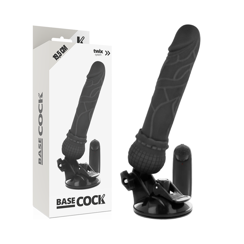 BASECOCK REALISTIC VIBRADOR CONTROL REMOTO NEGRO 19.5CM