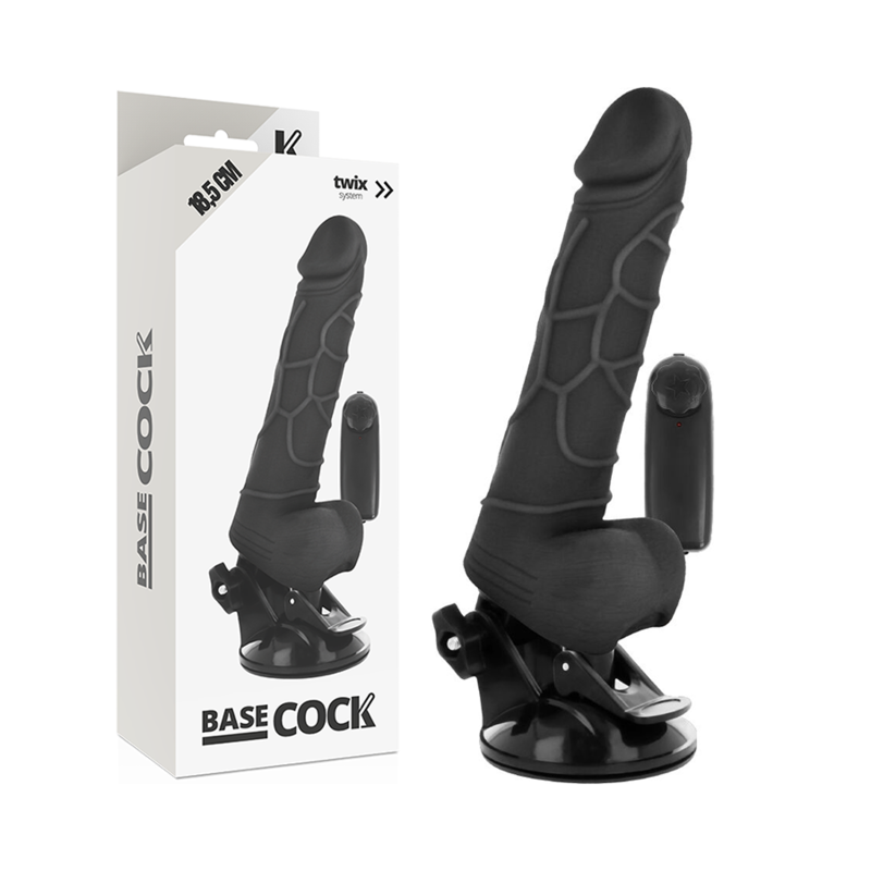 BASECOCK REALISTIC VIBRADOR CONTROL REMOTO NEGRO 18.5CM