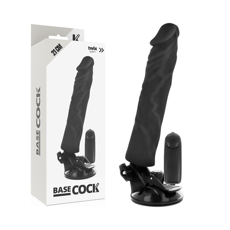 BASECOCK REALISTIC VIBRADOR CONTROL REMOTO NEGRO - NEGRO 21CM