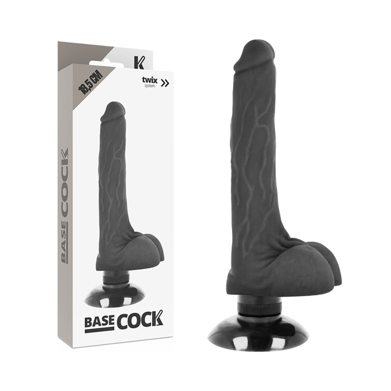 BASECOCK REALISTIC VIBRADOR 2-1 NEGRO 18.5CM