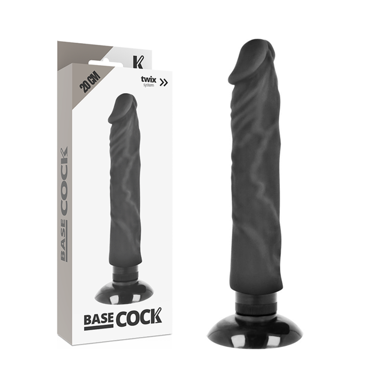 BASECOCK REALISTIC VIBRADOR 2-1 NEGRO  20CM