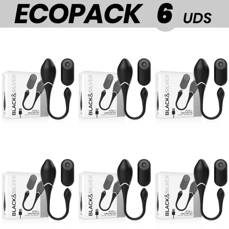 ECOPACK 6 UDS - BLACKSILVER JENELL HUEVO VIBRADOR RECARGABLE