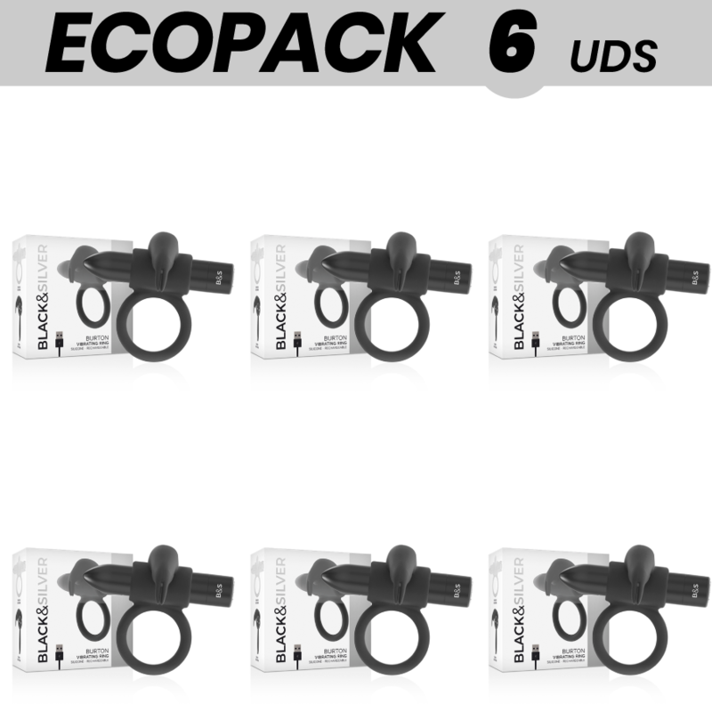 ECOPACK 6 UDS - BLACKSILVER BURTON ANILLO 10 MODOS VIBRACION NEGRO