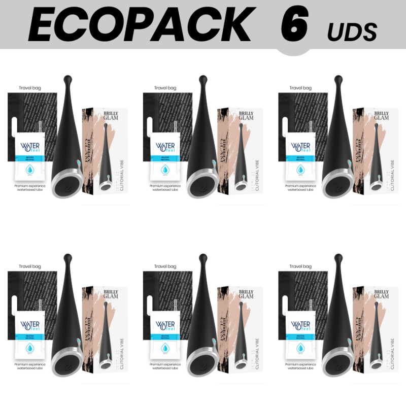 ECOPACK 6 UDS - BRILLY GLAM SPOT VIBE VIBRADOR CLITORIAL ORGASMICO SILICONA NEGRO