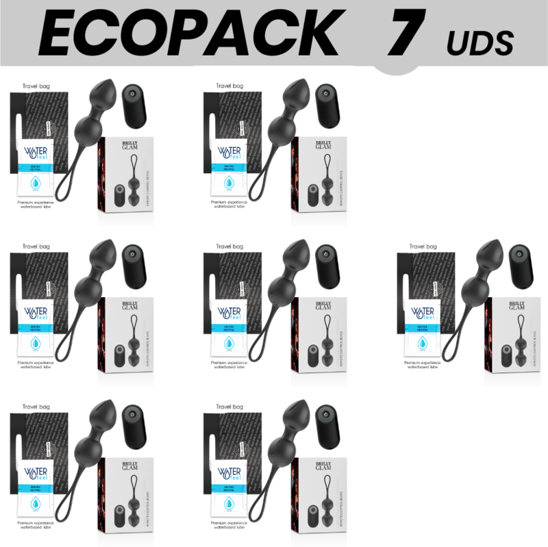 ECOPACK 7 UDS - BRILLY GLAM VIBRATING KEGEL BEADS CONTROL REMOTO
