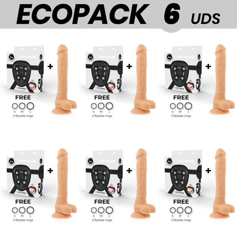 ECOPACK 6 UDS - COCK MILLER ARNES + SILICONA DENSITY ARTICULABLE COCKSIL 24 CM