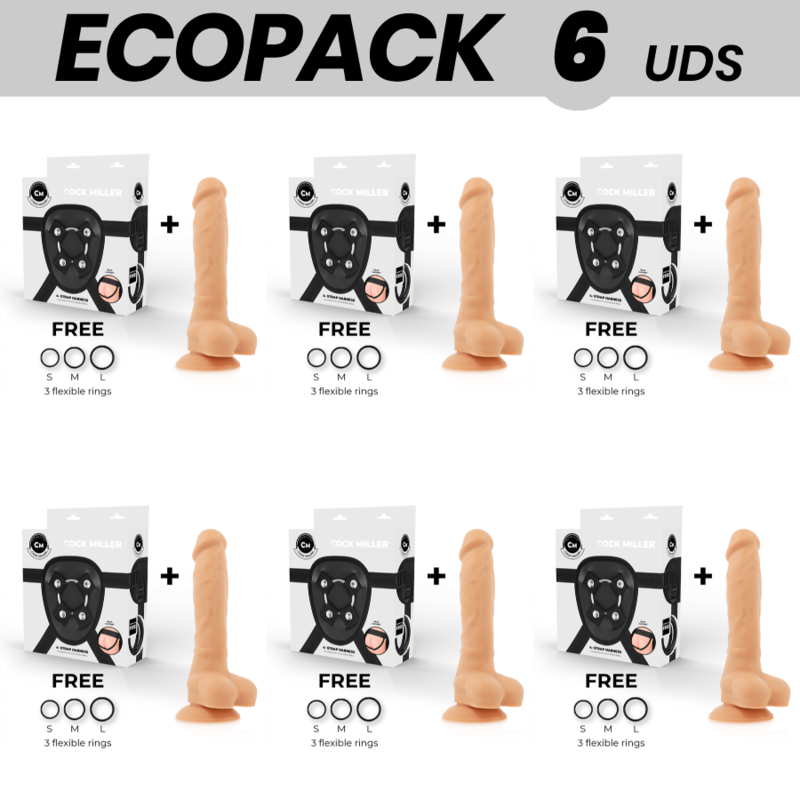 ECOPACK 6 UDS - COCK MILLER ARNES + SILICONA DENSITY COCKSIL ARTICULABLE 18 CM