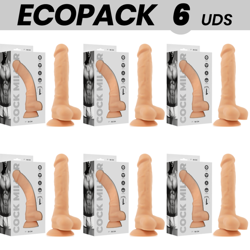 ECOPACK 6 UDS - COCK MILLER SILICONA DENSITY COCKSIL ARTICULABLE 18 CM