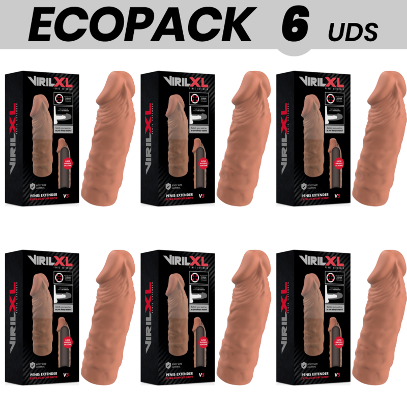 ECOPACK 6 UDS - VIRILXL EXTENSION DE PENE LIQUID SILICONE V5 MARRON