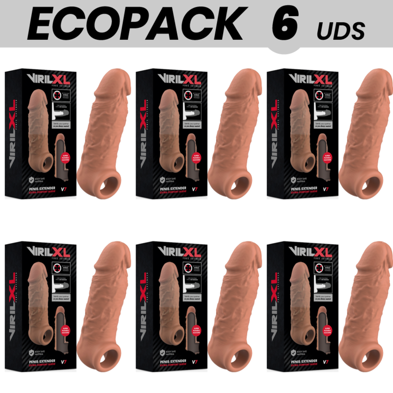 ECOPACK 6 UDS - VIRILXL EXTENSION DE PENE LIQUID SILICONE V7 MARRON