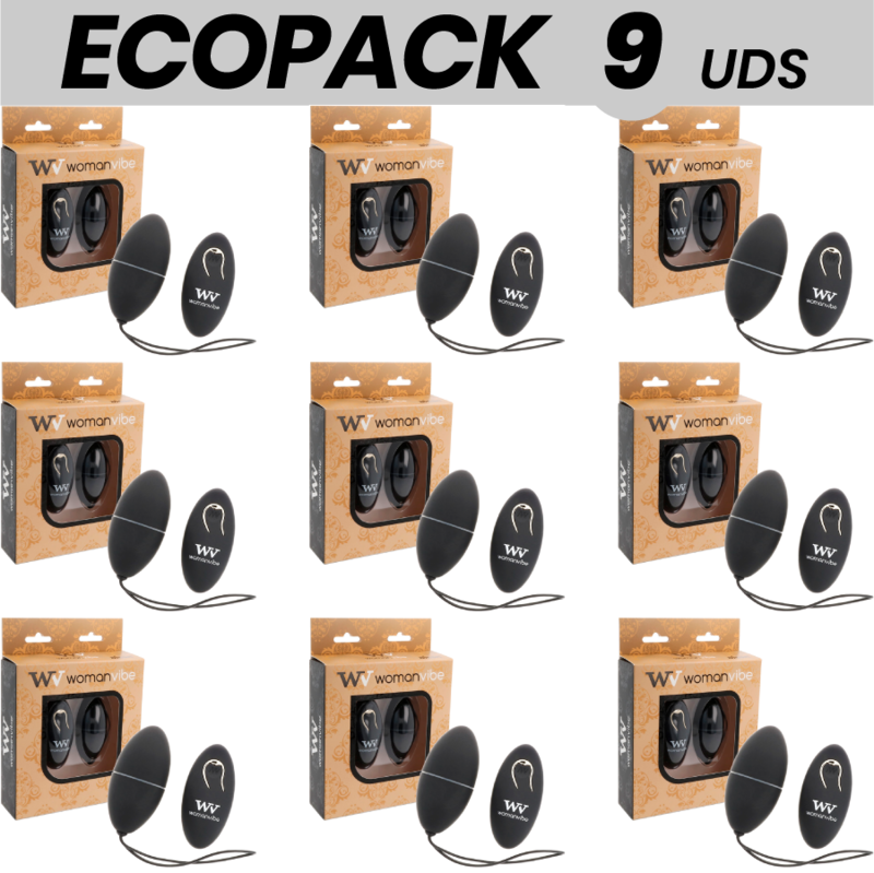 ECOPACK 9 UDS - WOMANVIBE ALSAN HUEVO CONTROL REMOTO NEGRO SILICONA NEGRO