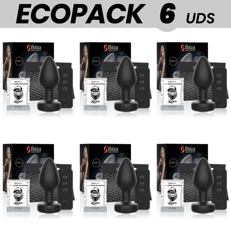 ECOPACK 6 UDS - IBIZA PLUG ANAL CONTROL REMOTO TALLA L