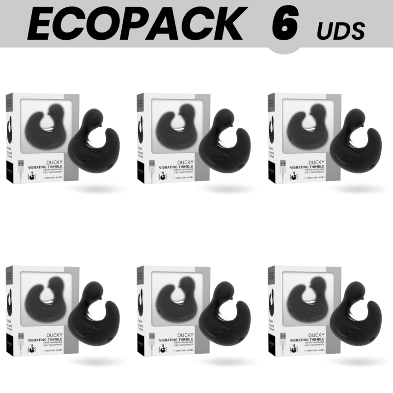 ECOPACK 6 UDS - BLACKSILVER DEDAL PATO ESTIMULADOR DE SILICONA RECARGABLE DUCKYMANIA