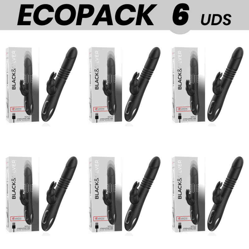 ECOPACK 6 UDS - BLACKSILVER KENJI VIBRADOR RABBIT UP  DOWN COMPATIBLE CON WATCHME