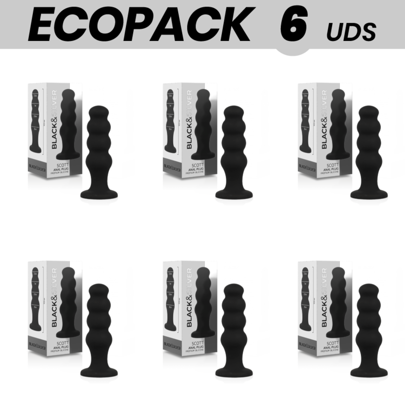 ECOPACK 6 UDS - BLACKSILVER SCOTT PLUG ANAL SILICONA PREMIUM NEGRO
