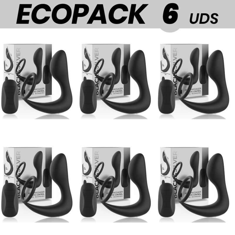 ECOPACK 6 UDS - BLACKSILVER MASAJEADOR ANAL CONTROL REMOTO SILICONA RECARGABLE NEGRO