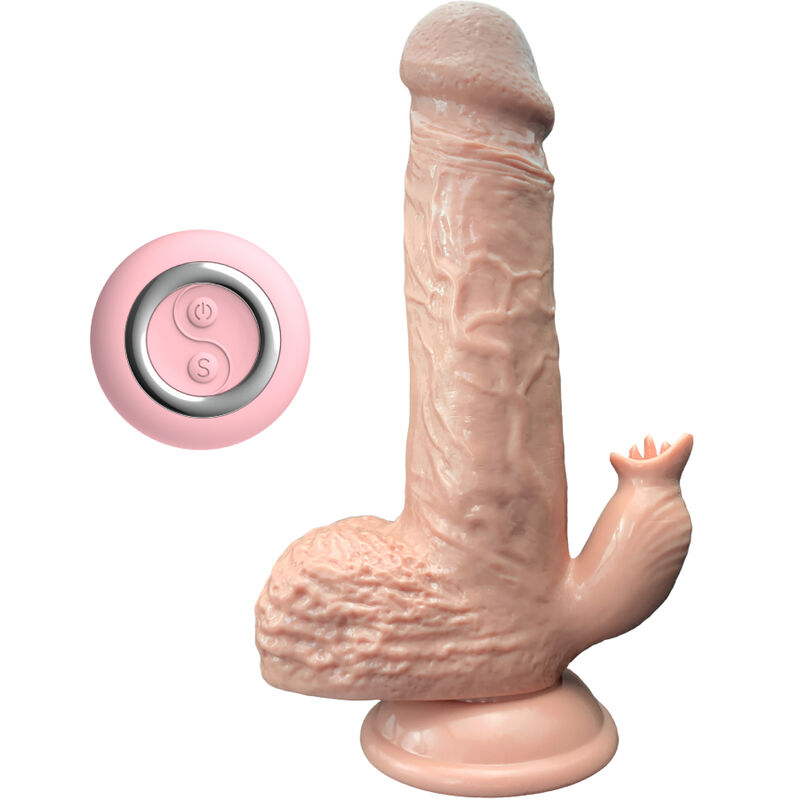 ARMONY - DILDO REALÍSTICO VIBRADOR  THRUSTING CON LENGUA ESTIMULADOR 19 CM