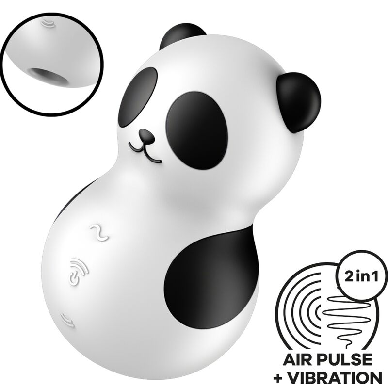 SATISFYER - POCKET PANDA ESTIMULADOR VIBRADOR BLANCO Y NEGRO