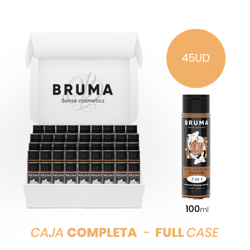 MOQ 45 - BRUMA ACEITE DE MASAJE PREMIUM EFECTO CALOR SABOR TARTA AMERICANA 3 EN 1 - 100 ML
