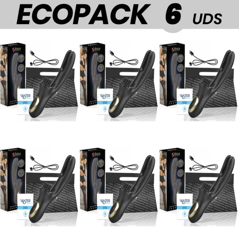 ECOPACK 6 UDS - IBIZA VIBRADOR HI-TECH RABITT MULTI CELDAS CLITORIALES Y  DOBLE WAVE