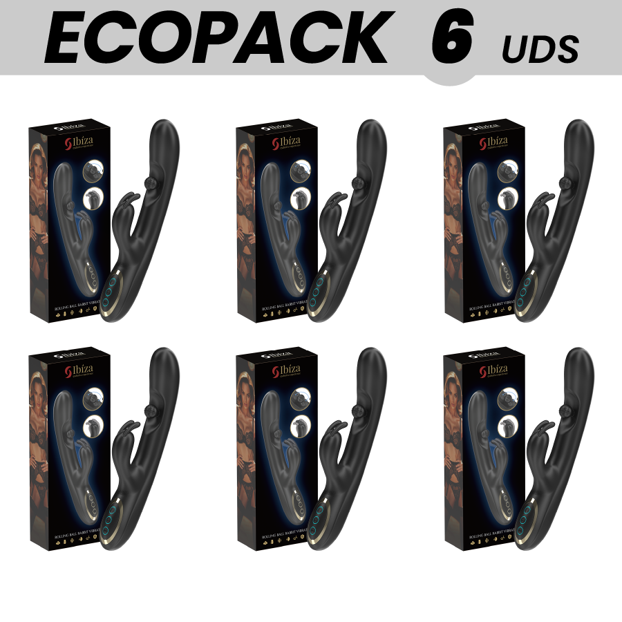 ECOPACKS 6 UDS - IBIZA POTENTE VIBRADOR RABBIT CON PERLA ROLLING MASAJEADORA