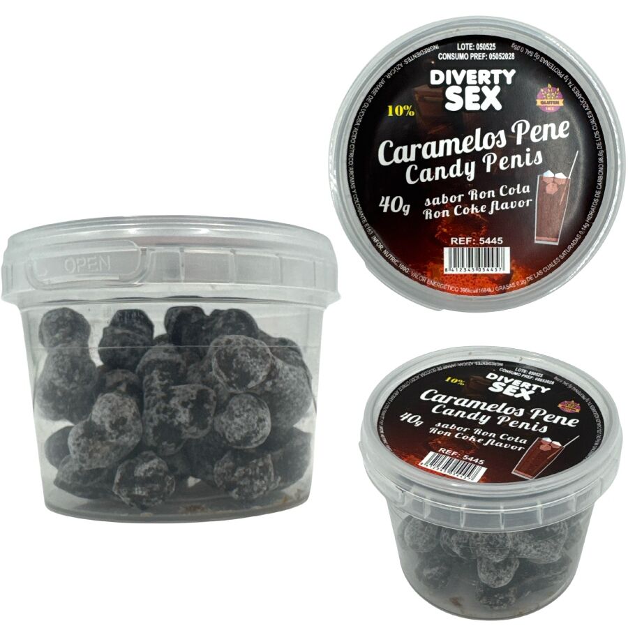 DIABLO PICANTE - 20 CARAMELOS CON FORMA DE PENE CON SABOR RON COLA