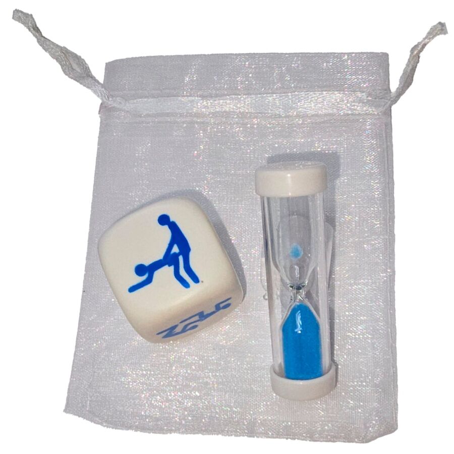 DIABLO PICANTE - DADO KAMASUTRA DE POSTURAS PARA CHICOS CON RELOJ DE ARENA