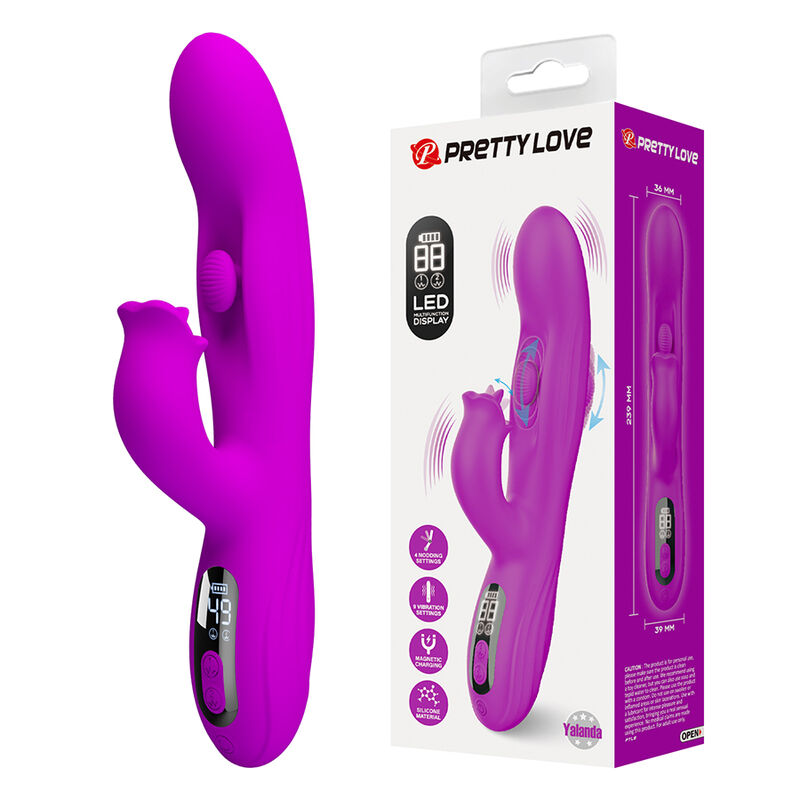 PRETTY LOVE - YALANDA VIBRADOR RABBIT OSCILANTE CON PANTALLA LED MORADO