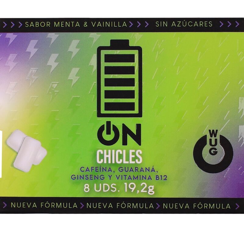 WUG on  El chicle funcional con cafeína y guaraná sabor menta  vainilla BLISTER 8 UDS